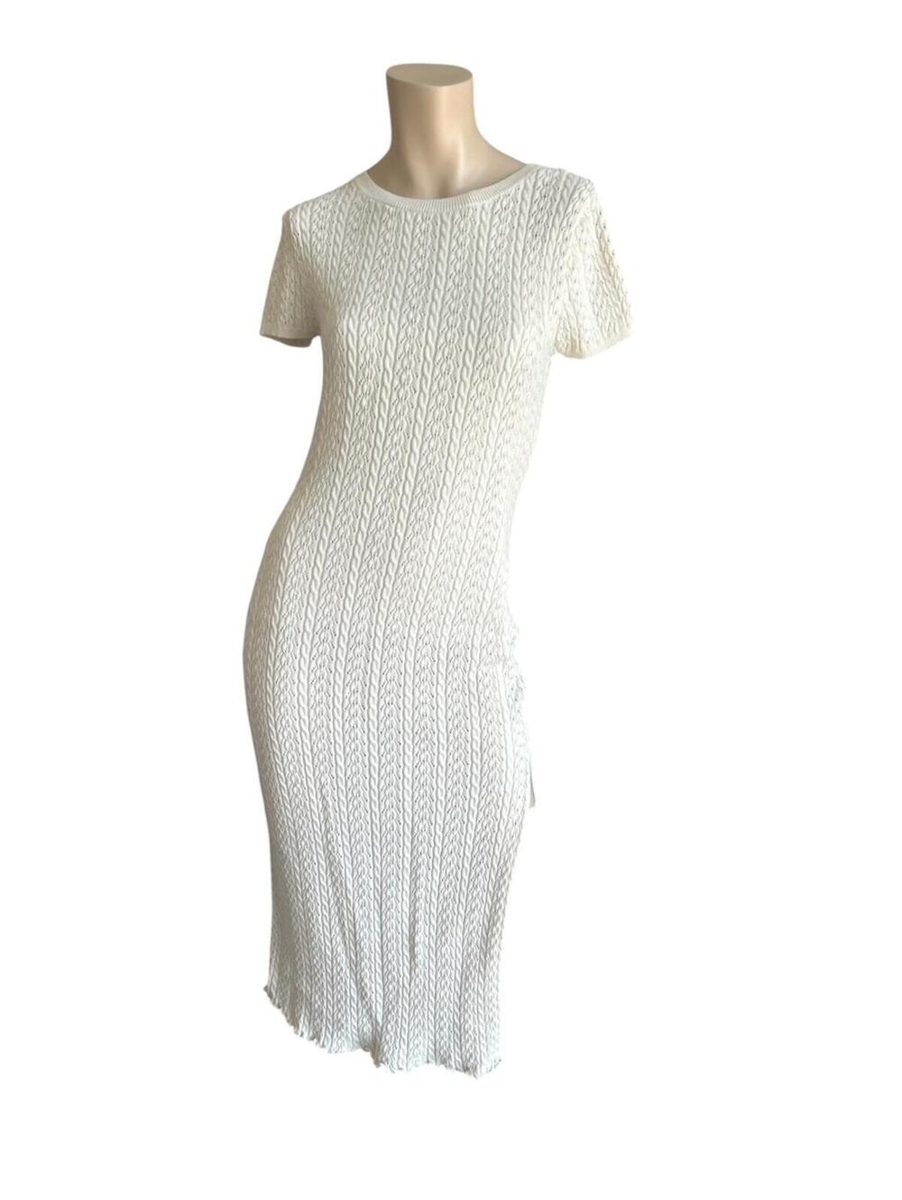 Willow & Wind Cream Knitted Midi Dress Sz M Festival Resort Minimalist Boho